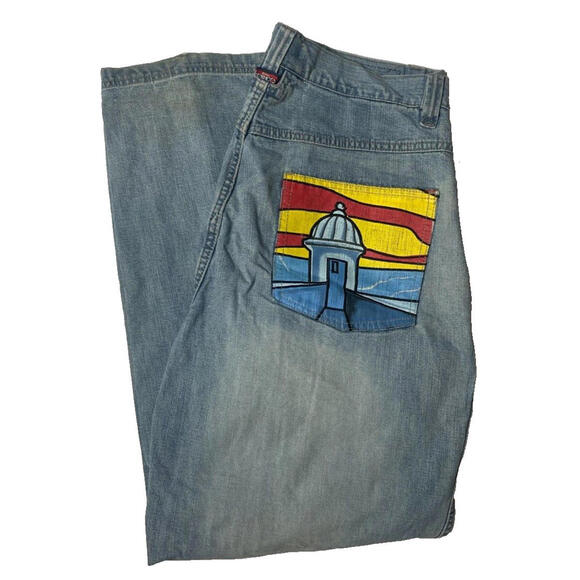 Other - Vtg Duns Willie Esco Dungarees Mens 40 Relaxed Streetwear Jeans Rare Print Y2K